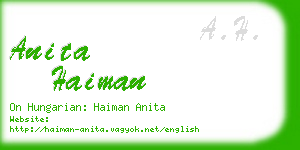 anita haiman business card